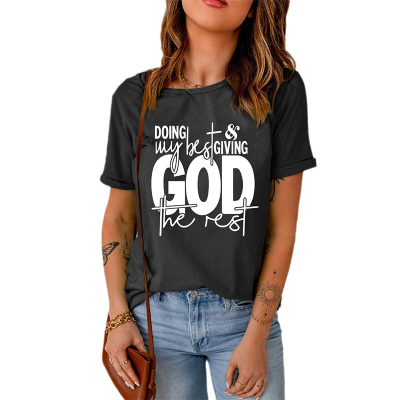 women's black slogan print t-shirt, view 5 - MRSLM