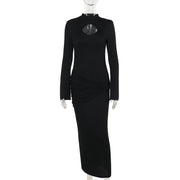 high collar hollow out knitted pencil skirt, view 6 - MRSLM