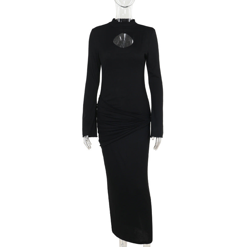 high collar hollow out knitted pencil skirt, view 6 - MRSLM