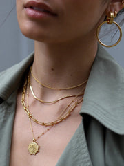 gold beaded vintage silver necklace, view 4 - MRSLM