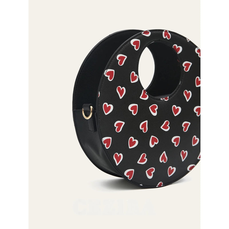 round heart-print crossbody bag, view 6 - MRSLM