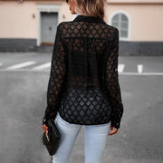 sheer black jacquard shirt, view 3 - MRSLM
