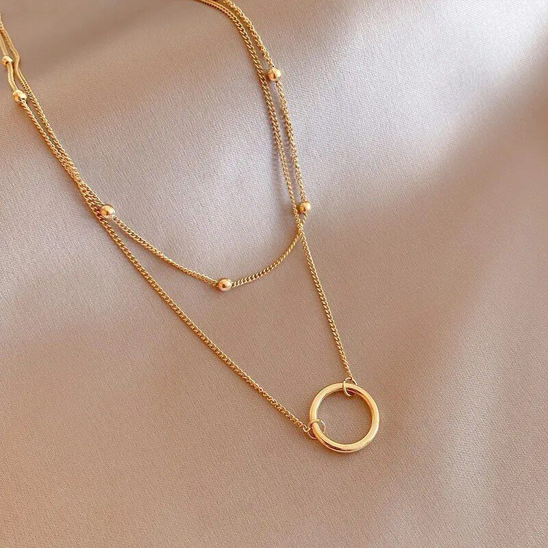 double layer pendant necklace, view 7 - MRSLM