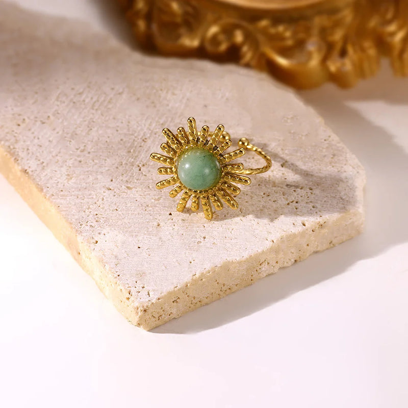 adjustable gold sun opal ring, view 6 - MRSLM