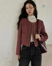 plaid tweed short jacket, view 2 - MRSLM
