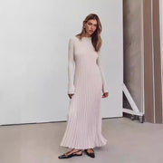 round neck A-line knitted dress, view 2 - MRSLM