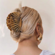 gold metal shell hair claw clip, view 6 - MRSLM
