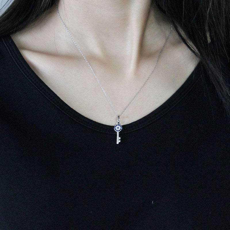 Women's 925 silver key pendant necklace, view 2 - MRSLM