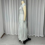 round neck pleated dress light gray, view 4 - MRSLM
