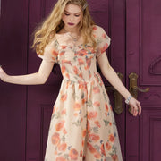 floral v-neck midi dress, view 4 - MRSLM
