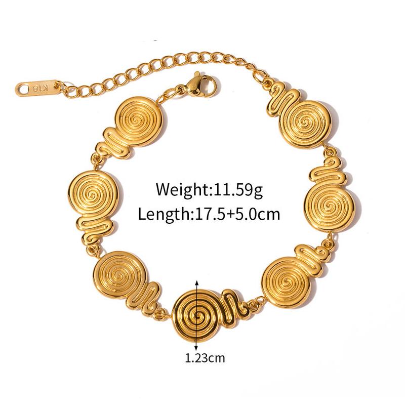 18K gold swirl circle bangle, view 2 - MRSLM