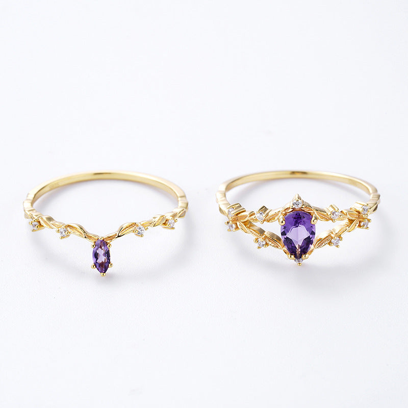 gold tone zircon crown ring, view 4 - MRSLM