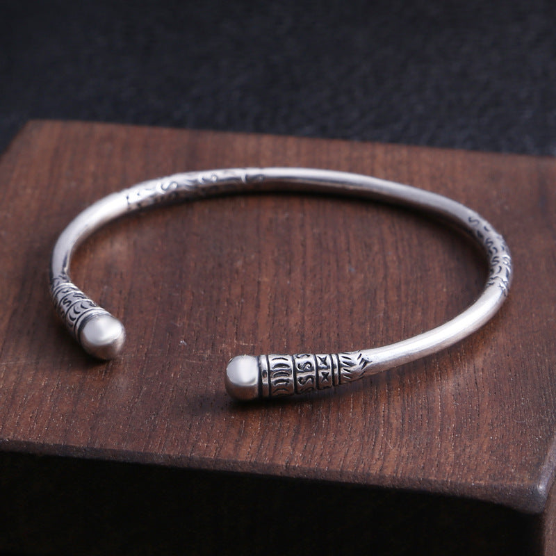 silver hoop stick bangle, view 3 - MRSLM