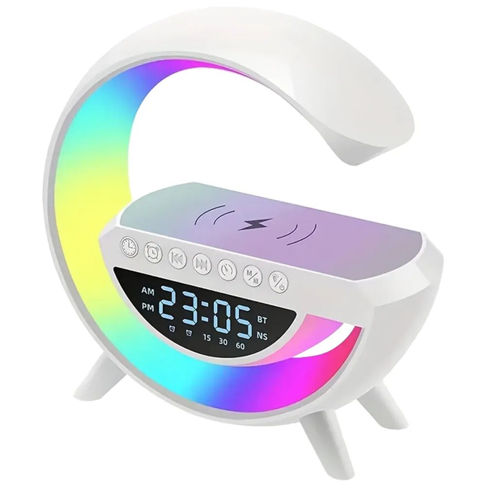 3-in-1 Wireless Charger Stand with Bluetooth Speaker and RGB Night Light