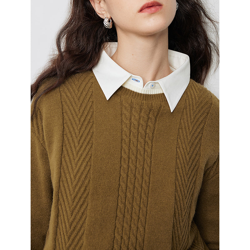 Women's twisted pattern pullover sweater, view 7 - MRSLM