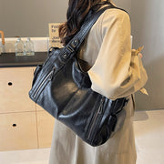 Women's large slouchy PU leather shoulder bag, view 2 - MRSLM