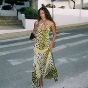 yellow halter backless dress, view 4 - MRSLM