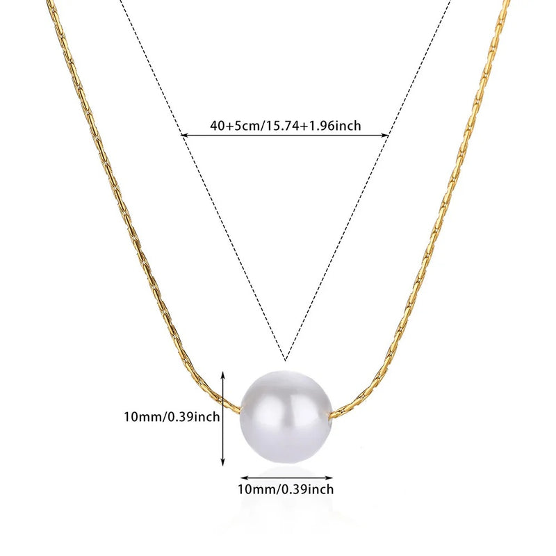 minimalist simulated pearl necklace, view 7 - MRSLM
