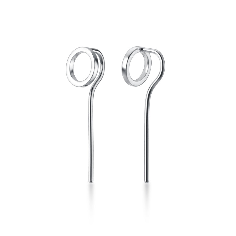 geometric round hollow silver earrings, view 4 - MRSLM