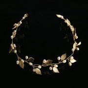 pearl flower leaf headband crown, view 10 - MRSLM