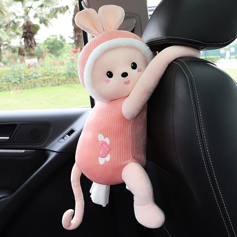 plush animal car tissue box holder, view 4 - MRSLM