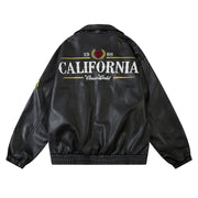 embroidered PU leather jacket, view 2 - MRSLM