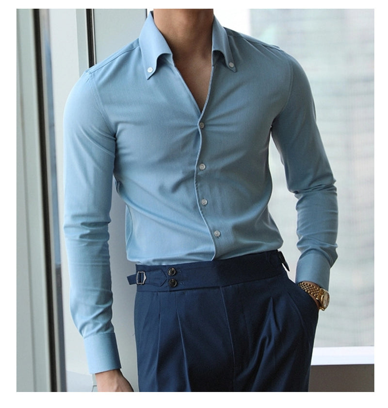 Autumn Italian Collar Young Men's Shirt