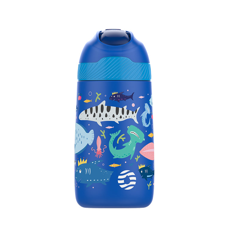 children's insulated water bottle with straw, view 2 - MRSLM