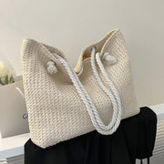 straw weave summer beach tote, view 3 - MRSLM