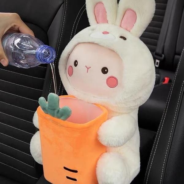 Plush Cartoon Car Tissue Holder & Armrest Organizer