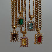Square zircon titanium steel necklace - MRSLM