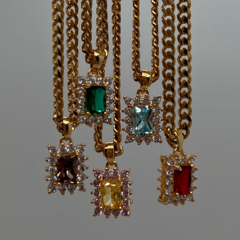 Square zircon titanium steel necklace - MRSLM