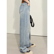 minimalist women's washed straight denim pants, view 5 - MRSLM