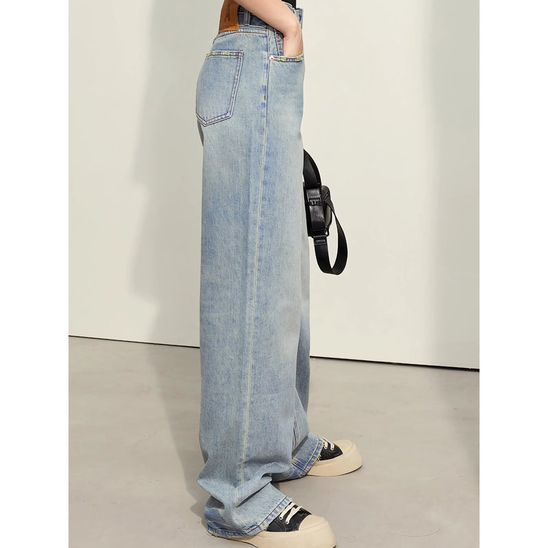 minimalist women's washed straight denim pants, view 5 - MRSLM
