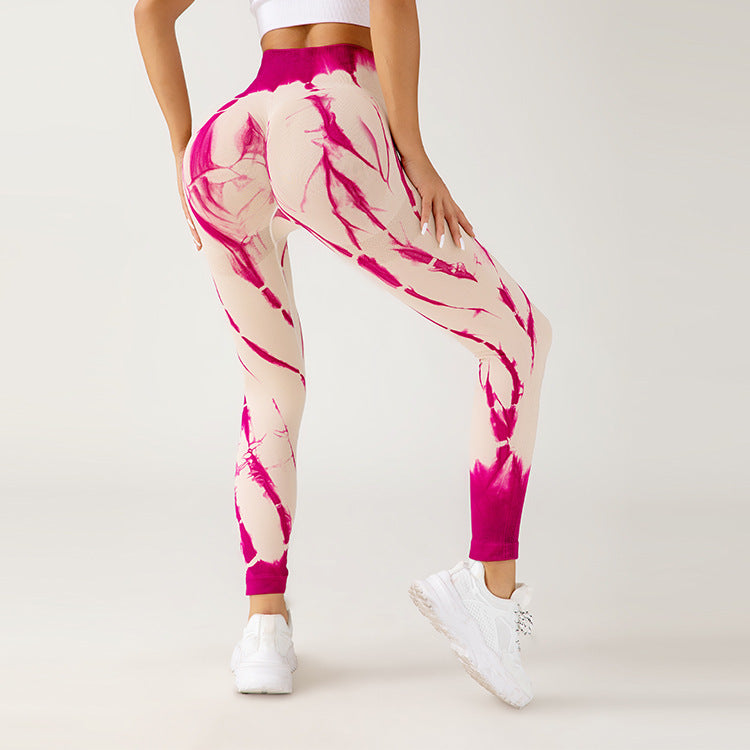 Seamless tie-dye yoga pants, view 3 - MRSLM