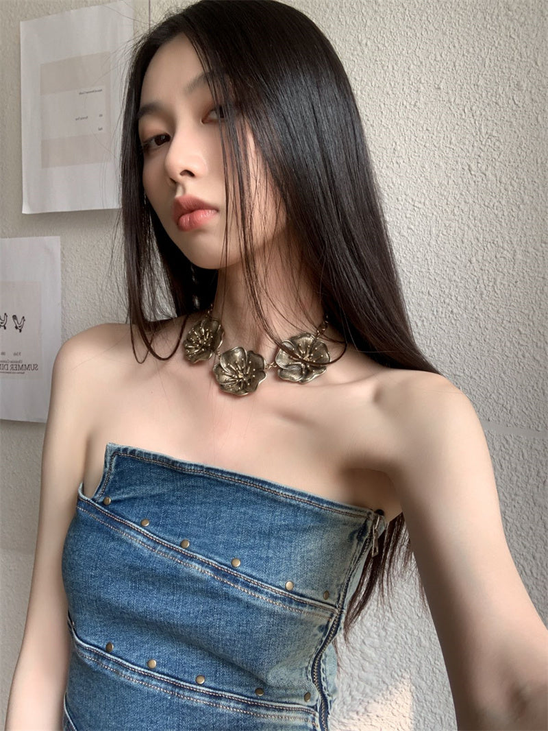 women's rivet denim vest top, view 10 - MRSLM