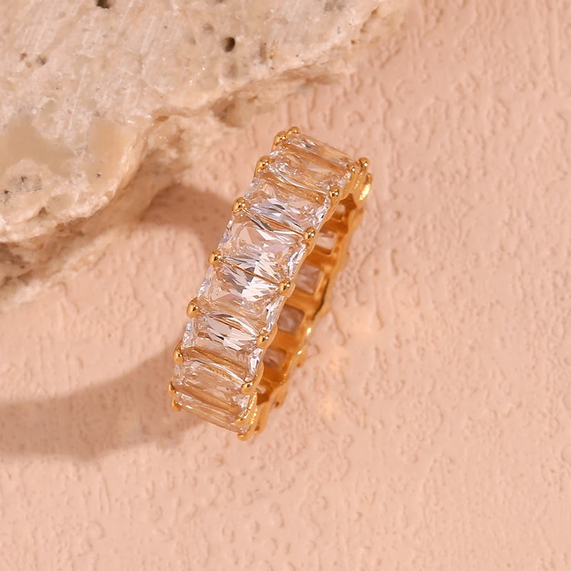 gold plated square zircon ring, view 8 - MRSLM