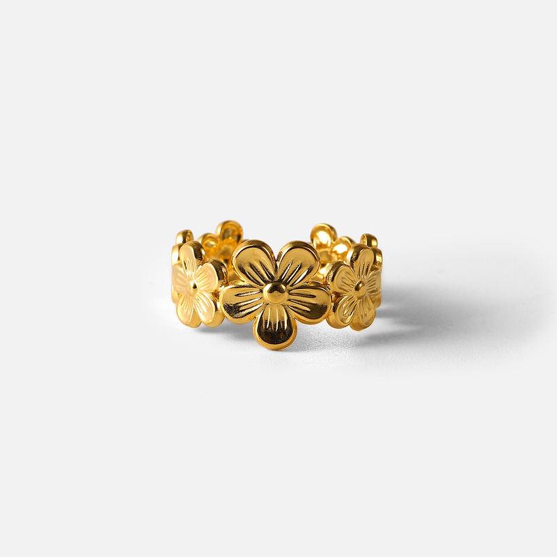adjustable gold flower ring, view 3 - MRSLM