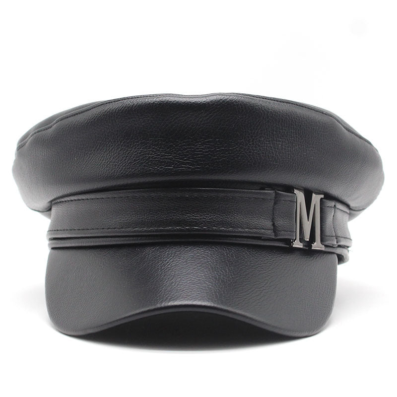 solid color pu beret, view 5 - MRSLM