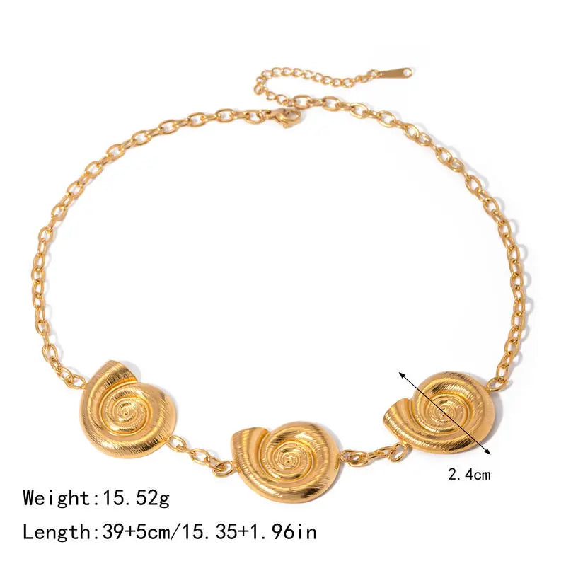 gold plated geometric spiral pendant necklace, view 2 - MRSLM