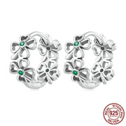 women's silver lucky clover earrings, view 3 - MRSLM