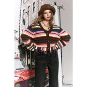 y2k retro striped v-neck sweater, view 6 - MRSLM