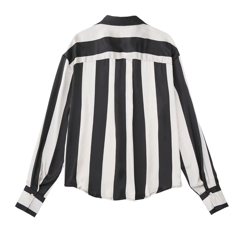 women's satin texture loose shirt, view 5 - MRSLM