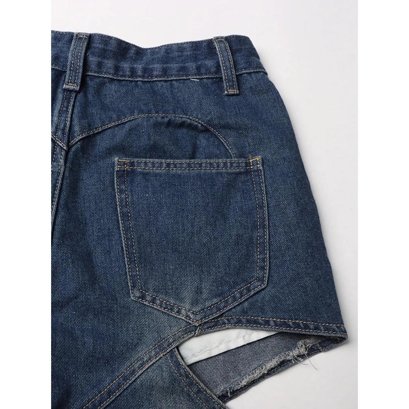 high-waist patchwork wide-leg jeans, view 7 - MRSLM