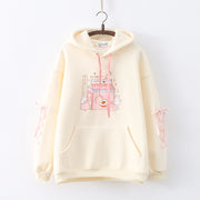 cartoon bunny peach drink fleece hoodie, view 7 - MRSLM