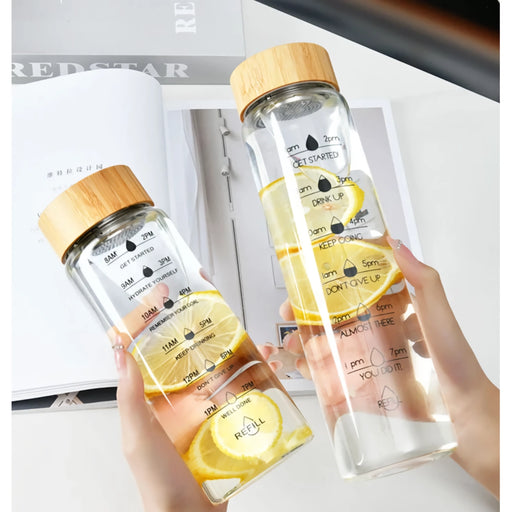 glass water bottle with time marker - MRSLM