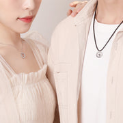 silver sun and moon circle necklace - MRSLM