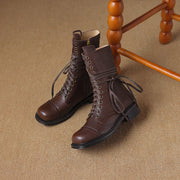 leather lace-up chelsea ankle boots, view 9 - MRSLM