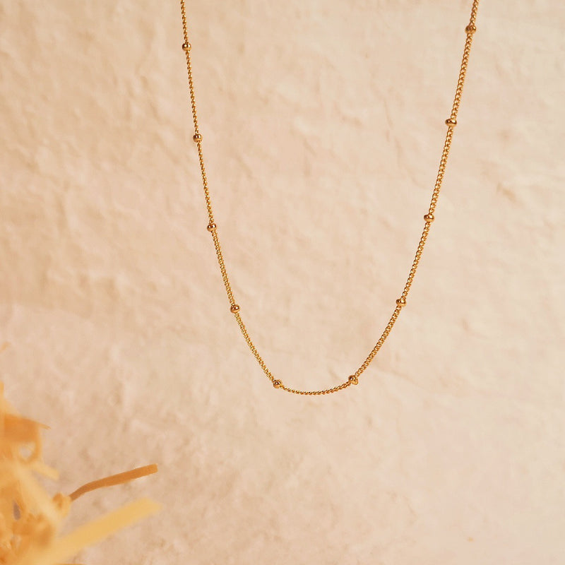 gold beaded vintage silver necklace, view 2 - MRSLM