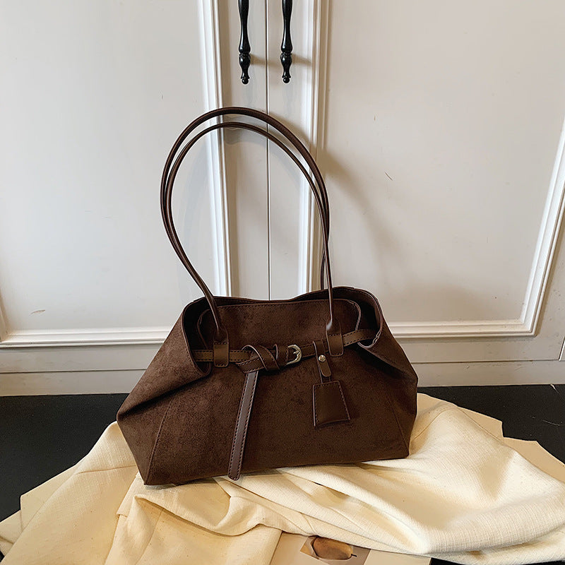 Women's frosted suede-look tote bag, view 8 - MRSLM